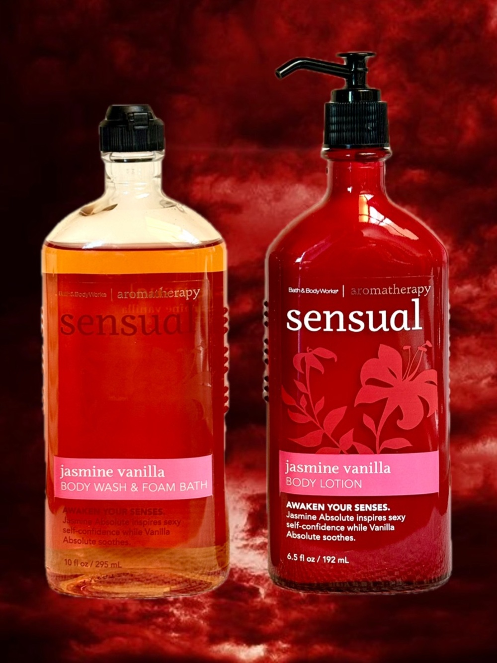 SENSUAL Jasmine Vanilla Lotion Body Wash Aromatherapy Bath & and Body Works Set